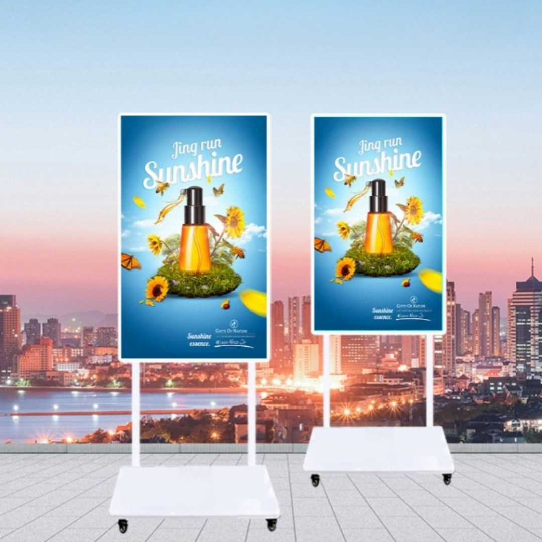 Pantalla Publicitaria Digital 43" – Cartel Vertical de Piso Blanco